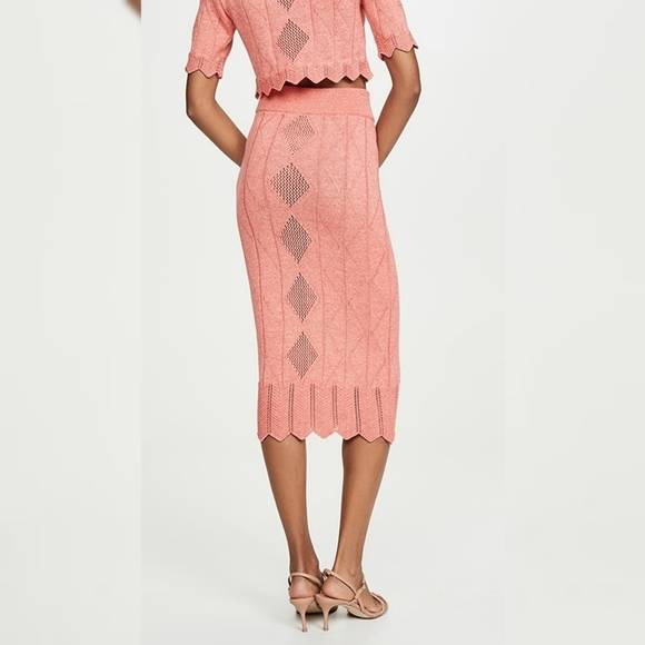 Revolve NWOT Victor Glemaud Pointelle Short Sleeve Top and Skirt Set in orange - Picture 8 of 16